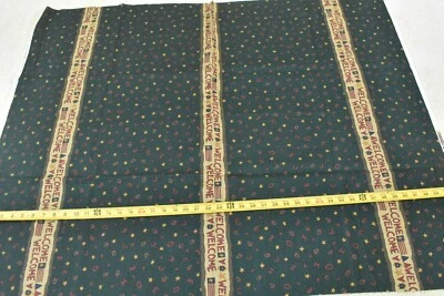 35" Long, "Welcome" Stripes & Birdhouses on Dark-Green Cotton, Benartex, P5145 - Image 1 of 4
