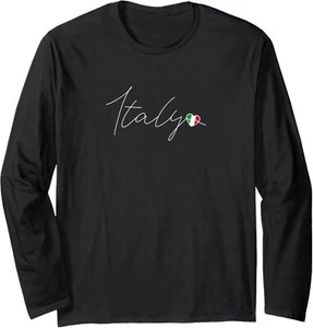 Italia Simple Love Italian Flag Heart on Italy Long Sleeve T-Shirt - Picture 1 of 5