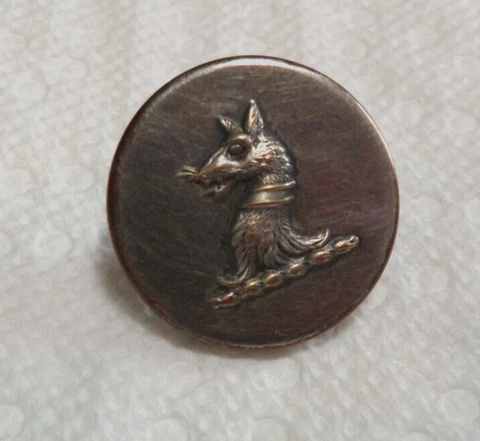 Antique Metal Livery Crest Metal Button BEAST  7/8" Scovill Back Mark Cover