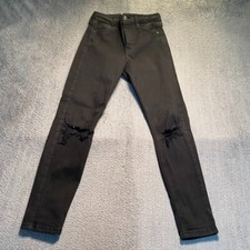 Topshop Jeans Mens W24 L25 Black skinny Jamie Denim Distressed