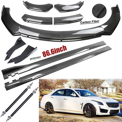 For Cadillac CTS CTS-V Fiber Front Bumper Lip Spoiler 86.6" Side Skirt Kit Foto 1 de 4
