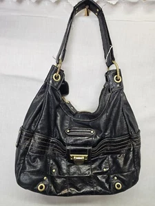 Juicy Couture Purse Black Cow Hide Leather Y2K vtg Handbag - Picture 1 of 4