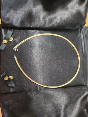 Italy 14K White And Yellow Gold Reversible Omega Collar Necklace 16" 15.8g - Image 1 of 4