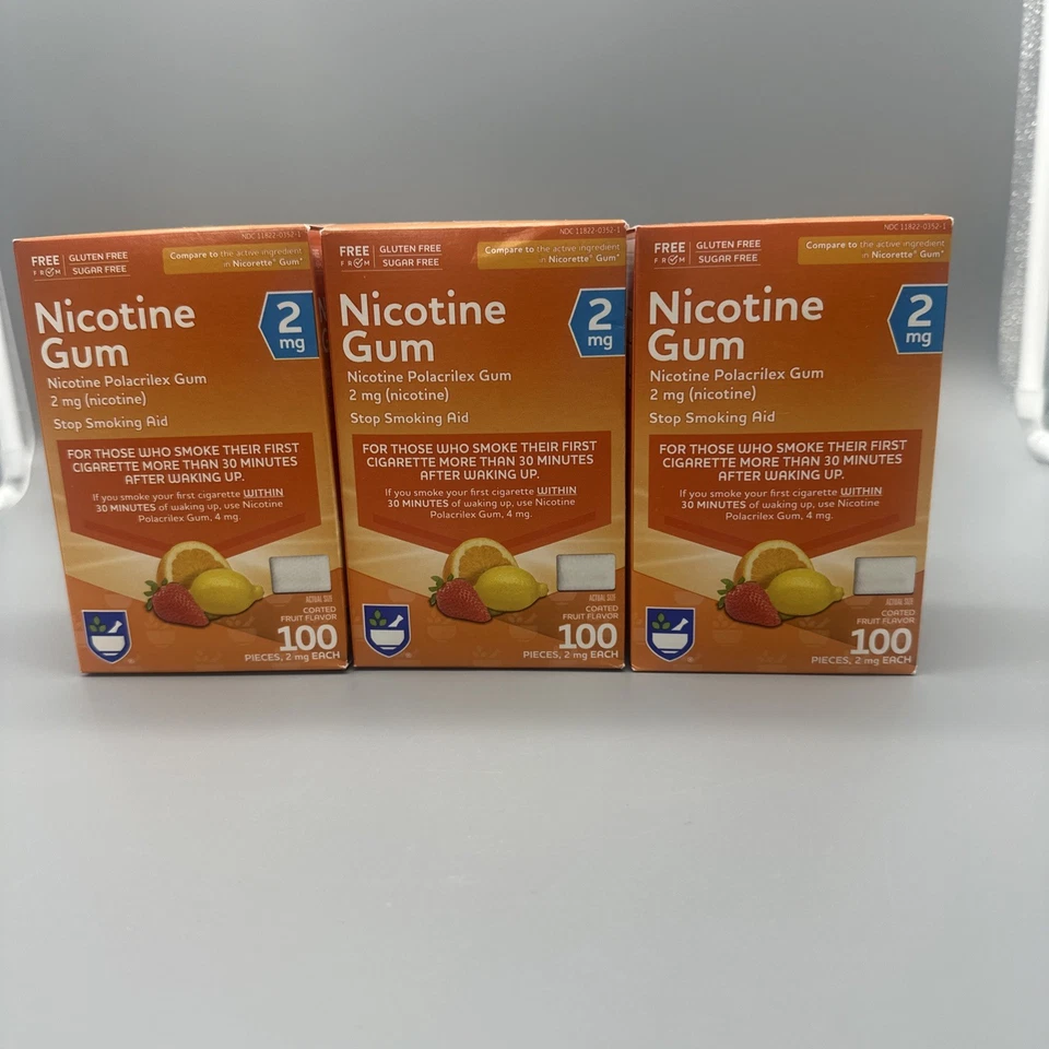 Paquete de 3 chicles de nicotina Rite Aid 2 mg - sabor a fruta recubiertos - 300 piezas - exp Jul2026 Foto 1 de 4