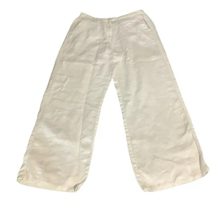 L.L.Bean Hose 100 % Leinen weites Bein Boho Strand weiß Damengröße 10 Reg - Bild 1 von 8