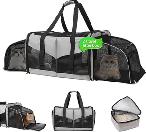 Katzentoilette Katzentoilette für 2 Katzen tragbar 2-in-1 doppelt HM071 - Bild 1 von 7