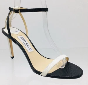 Jimmy Choo Minny 85, taglia 38,5 (8,5 US) sandali in pelle nero/bianco - Foto 1 di 13