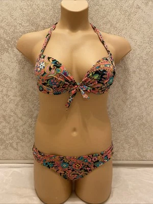 Victoria's Secret Bikini. Multicolor Paisley. Padded Push-up. Size 34D / Medium - Image 1 of 4