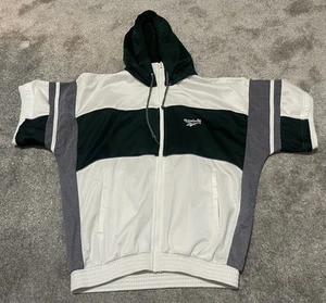 Vintage 90s Reebok track jacket Sleeveless Hoodie Warm Up Size Medium Large - Picture 1 of 6