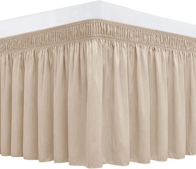 Falda de cama Queen envolvente 15" blanca caída ajustable elástica fácil ajuste polvo Foto 1 de 4