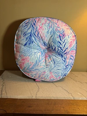 Lilly Pulitzer Round 18” Tuft Button Pillow Indoor Outdoor Coral kaleidoscope - Image 1 of 4