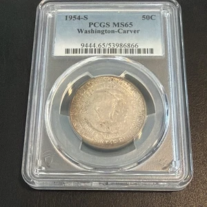 1954-S Washington-Carver Commemorative Half Dollar - PCGS MS65 GEM TONER!! - Picture 1 of 4