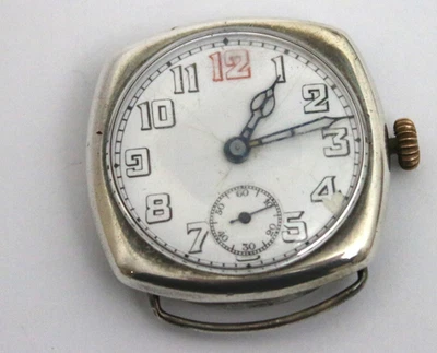 Antique Sterling solid silver vintage gents wristwatch 1917  - image 1 of 4