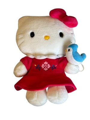 Sanrio Hello Kitty Plush Red Dress Y2k Blue Bird Vintage 2001 - Image 1 of 3