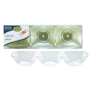 Lillian Tablesettings 6 Count Mini Plastic 3-Dip Dish, Clear - Picture 1 of 1