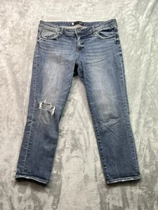Kut From The Kloth Women Plus Sz 14 Blue Jeans Straight Leg Distressed Whiskered - Picture 1 of 14