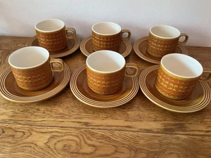6x Vintage Hornsea Saffron Cup & Saucers 1970s John Clappison - Picture 1 of 7