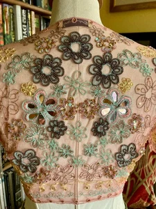 STUNNING GEORGINA VON ETZDORF £349.00 HAND BEADED TULLE SHAWL SHRUG NWT 2006 - Picture 1 of 13