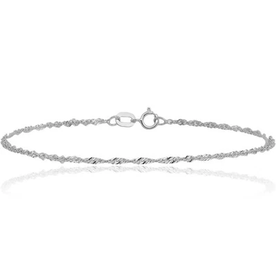 14K Solid White Gold 1.10mm Singapore Chain Bracelet - Image 1 of 4