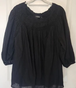 Lauren Ralph Lauren Schwarz Bauern Schulterfrei Oversized Top - Bild 1 von 9