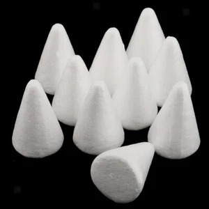 10pcs 7cm Cone Modelling Polystyrene Styrofoam Ornaments DIY Crafts White - Picture 1 of 11