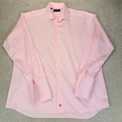 Camisa de Vestir DAVID DONAHUE Hombres Grande 16 1/2 34-35 Rosa Puño Francés Manga Larga Foto 1 de 4
