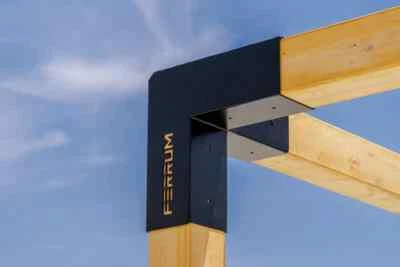 Giunto angolare a 3 vie per pergola 8x8, acciaio zincato, nero  - Immagine 1 di 2