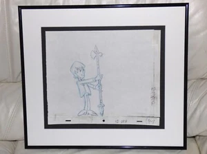 THE BEATLES 1965 CARTOON FRAMED ORIGINAL PRODUCTION DRAWING GEORGE HARRISON - Picture 1 of 1