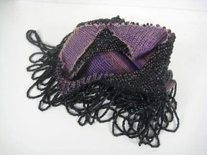 Fringe Flapper Evening Bag Purple Glass Seed Beaded Reticule Vintage  8.5 in - Picture 1 of 11