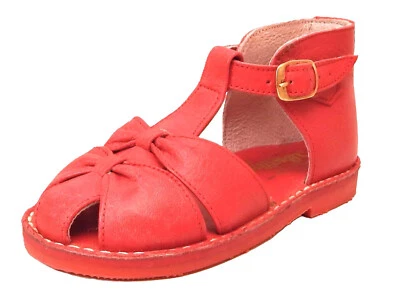 DE OSU - Sandalias Europeas 21 - Bebé Niña Cuero Rojo -Vintage -España -Talla 6 Foto 1 de 4
