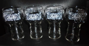 SET OF 4 VINTAGE 16 OUNCE PEPSI GLASS TUMBLERS WHITE LETTERING - Picture 1 of 1