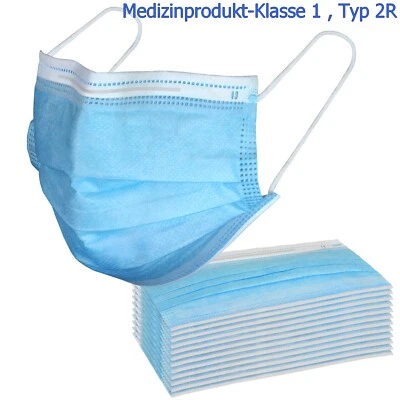 ALPIDEX 100 Stück Mundschutz Medizinische OP Maske Medizinprodukt-Klasse 1 , Typ 2R