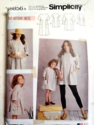 Dress Tunic Matching Mommy Me Simplicity S8856 Sewing Pattern 8856 Girls Ladies - Image 1 of 4
