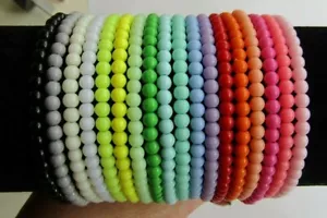 COLOURED BEADED ACRYLIC STRETCHY ANKLE BRACELET ANKLET 9.5" - 45 COLOURS AVAIL - Picture 1 of 46