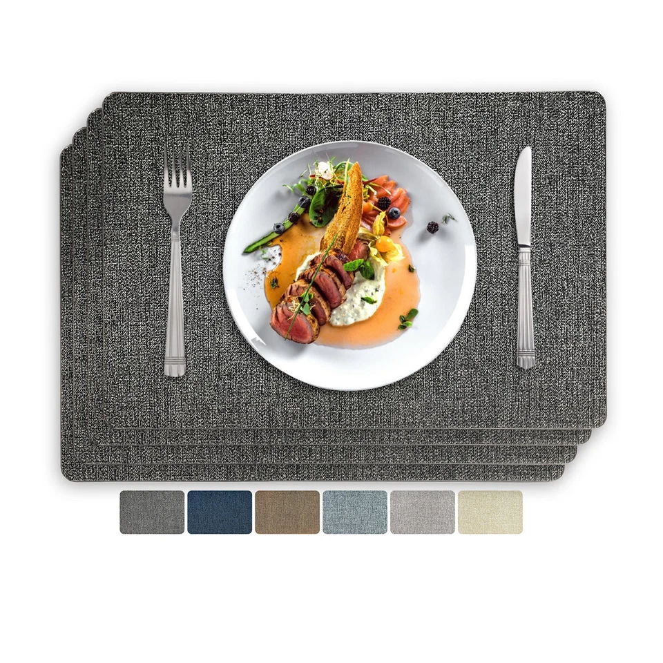 4er Platzset Tischset Kunstleder Platzmatten Tischmatten abwaschbar Wasserdicht - Bild 1 von 4