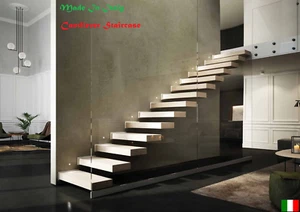 Indoor Cantilever Straight Winder Staircase Kit Beech Wood Step Fixed to Wall - Picture 1 of 7