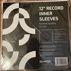 Hudson Hi-Fi Anti-Static Vinyl Record Inner Sleeves 12" - Protective 100 Pack - Picture 1 of 2