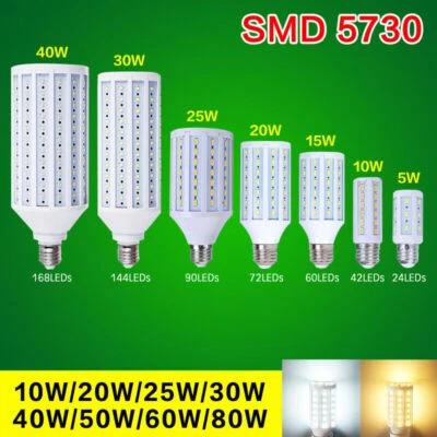 E27 LED Corn Bulb 5730SMD Lamp Light Chip10W-80W Energy Saving White 110V 220V - Image 1 of 4