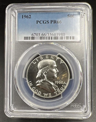 1962 US Franklin Silver Half Dollar Coin PCGS PR66 Gem Proof Certified - Image 1 of 4