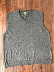 Para hombres XL Eddie Bauer Gris Cuello en V Algodón Mezcla de Cachemira Suéter Chaleco Pullover - Imagen 1 de 10