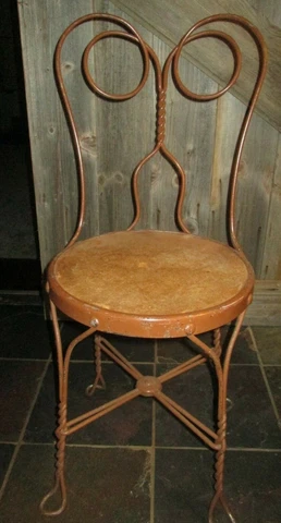Antique Mid Century Ice Cream Parlor Chair Twisted Metal Vintage planter Cover