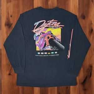 Vintage 90s Daytona Beach Graphic Long Sleeve T-Shirt Motorsport Racing - Picture 1 of 5