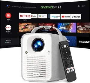 ETOE Portable Projector - Native 1080P, 500 ANSI Lumens, Android TV Netflix - Picture 1 of 8
