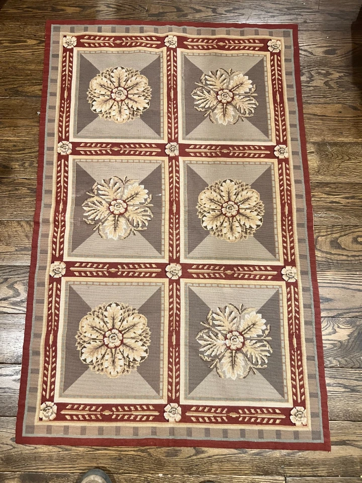 Alfombra tejida a mano estilo romano italiano a punta de aguja alfombra 3x5' Foto 1 de 4