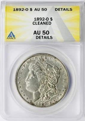 Dólar Morgan 1892-O $1 ANACS AU50 detalles limpios Foto 1 de 4