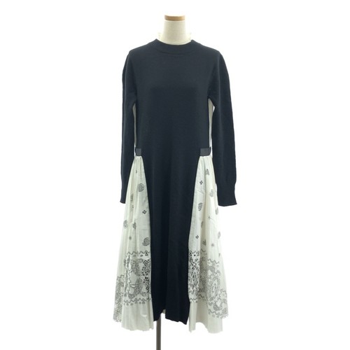 Abito Camicia Sacai 2021AW Maglia Docking Taglio Pizzo 1 Bianco Nero Usato0