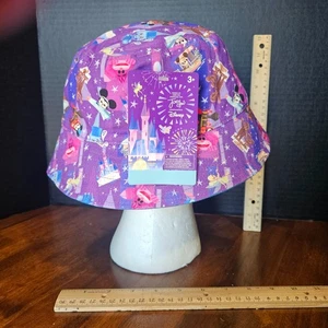 DISNEY PARKS Joey Chou REVERSIBLE BUCKET HAT Purple Blue Castle Icon NEW OSFM - Picture 1 of 5