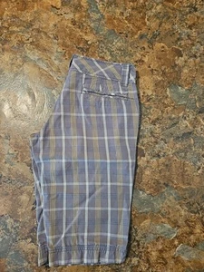 Hurley CRUISER  Gray/yellow Plaid Casual Junior's Shorts (A1) - Picture 1 of 6