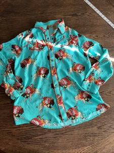 Wranglers, türkis Druckknopfleiste vorne rote Paspel Neuheit Western Extra Large Shirt - Bild 1 von 13