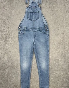 Old Navy Bib Overalls Girl's Size M 8 Blue Straight Leg Stone Wash Faded Denim - Picture 1 of 7